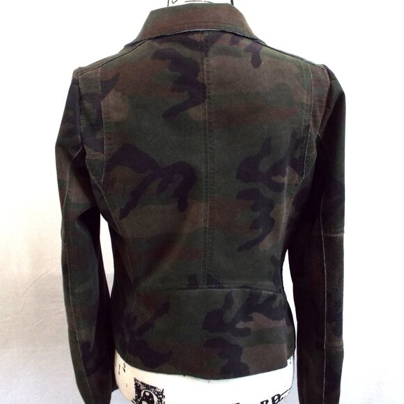 Anthro Marrakech Camo Moto Front Zip Faux Suede Jacket Size Medium - Picture 8 of 9